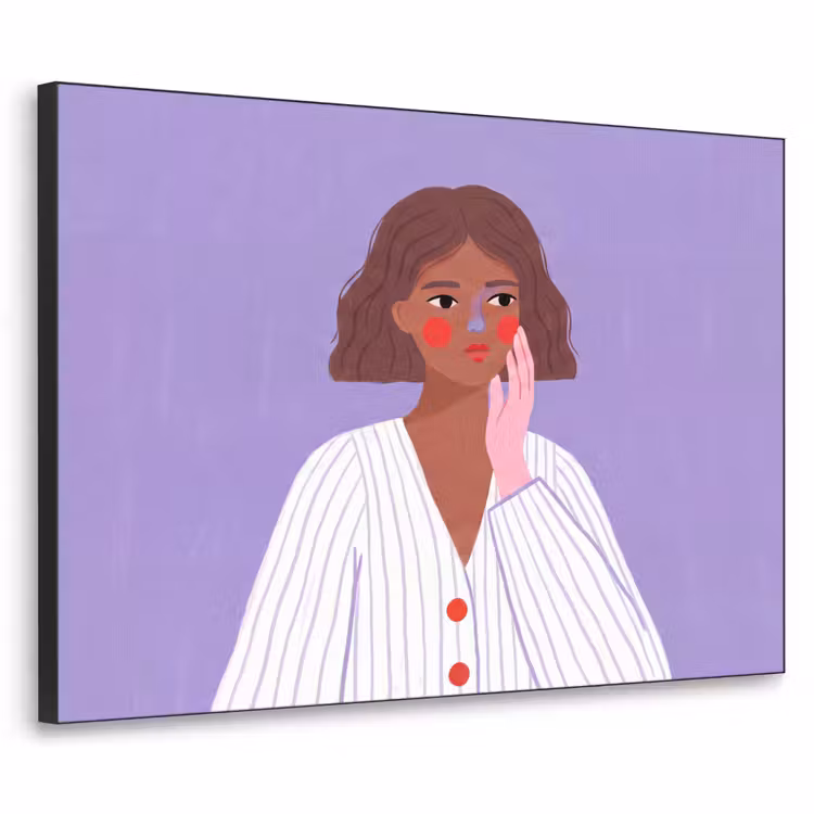 Vrouw - Gezicht - Mensen - Abstract - Kleurrijk Textielframe zwart klein -3d