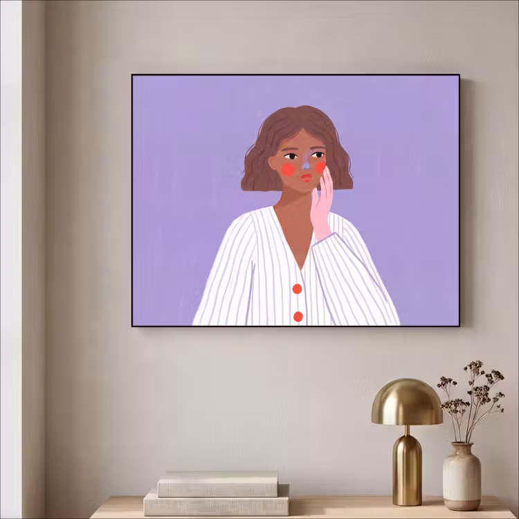 Vrouw - Gezicht - Mensen - Abstract - Kleurrijk Textielframe zwart klein -sfeer2