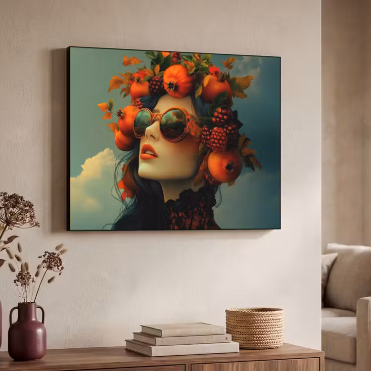 Vrouw - Granaatappel - Herfst - Zonnebril Textielframe - compleet frame klein -sfeer3