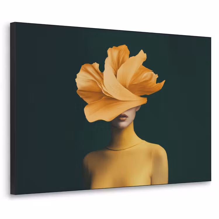 Vrouw - Hoed - Geel Textielframe - compleet frame klein -3d