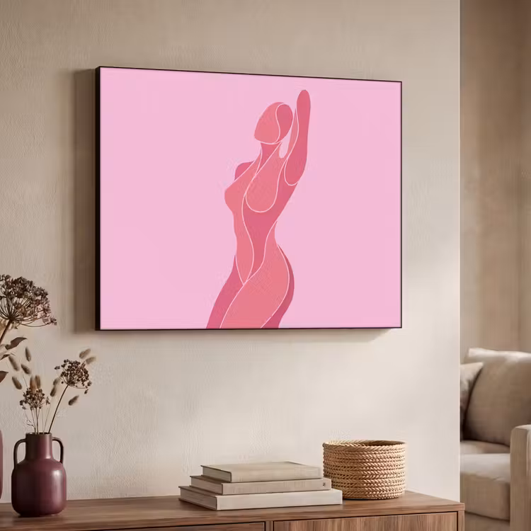 Vrouw - Lichaam - Abstract - Roze Textielframe zwart klein -sfeer3
