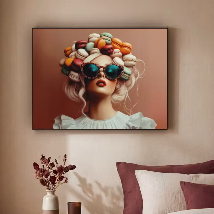 Vrouw - Macarons - Bril Textielframe - compleet frame klein -sfeer1