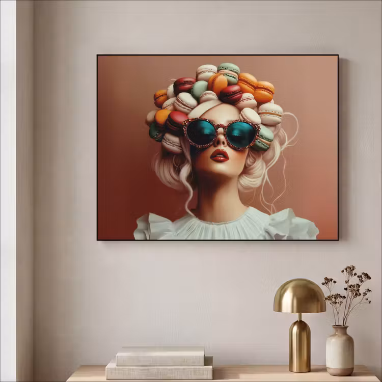 Vrouw - Macarons - Bril Textielframe - compleet frame klein -sfeer2