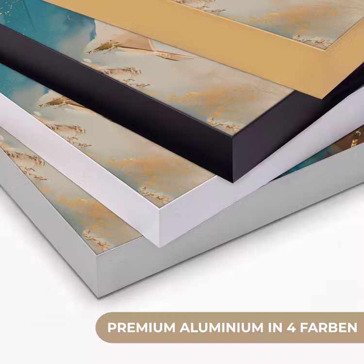 Vrouw - Portret - Goud - Luxe - Blauw Textielframe zwart klein -USP_kleurenDE