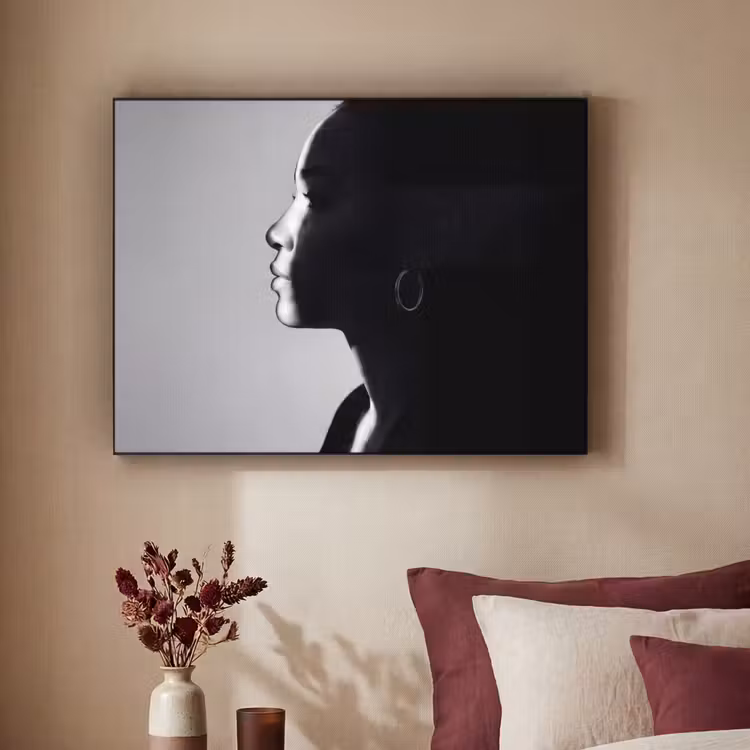 Vrouw - Profiel - Mensen - Zwart-wit Textielframe zwart klein -sfeer1