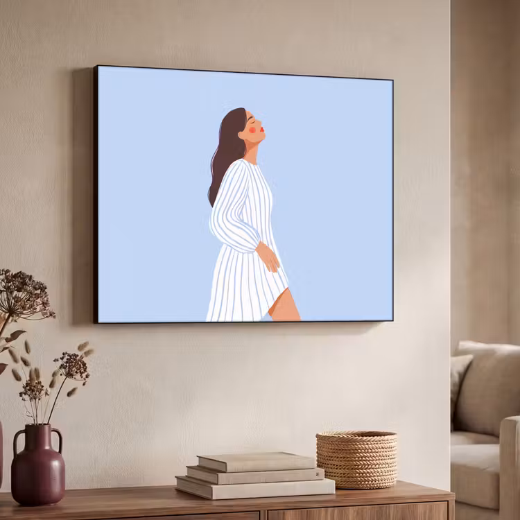 Vrouw - Profiel - Rust - Modern - Illustratie Textielframe zwart klein -sfeer3