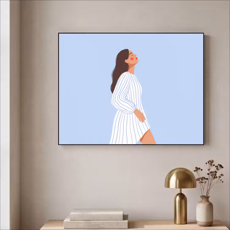 Vrouw - Profiel - Rust - Modern - Illustratie Textielframe zwart klein -sfeer2