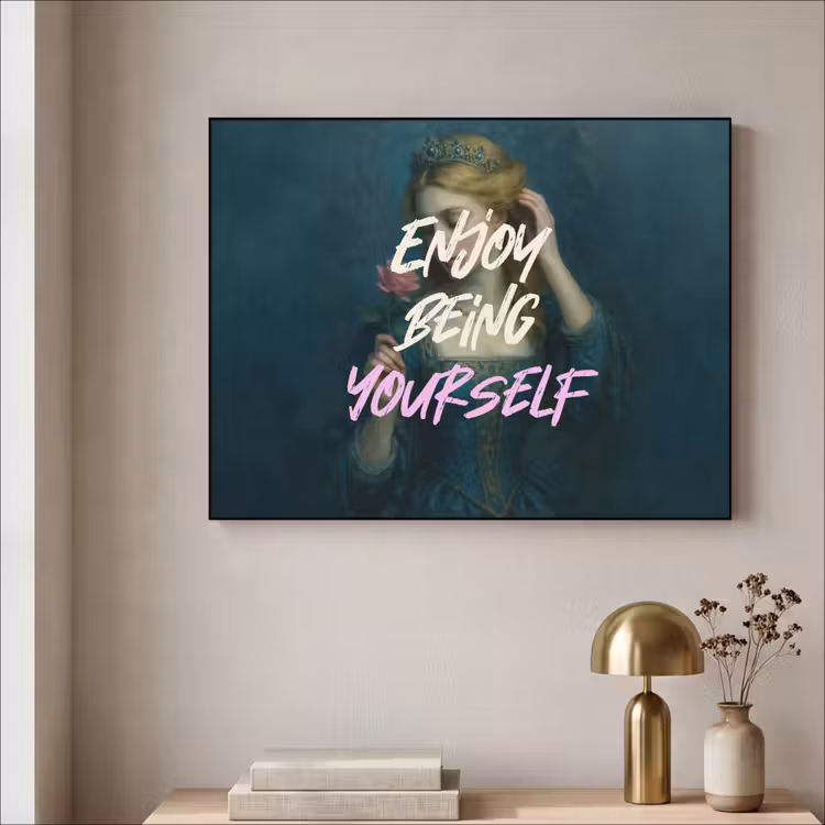 Vrouw - Roos - Quote Textielframe zwart klein -sfeer2