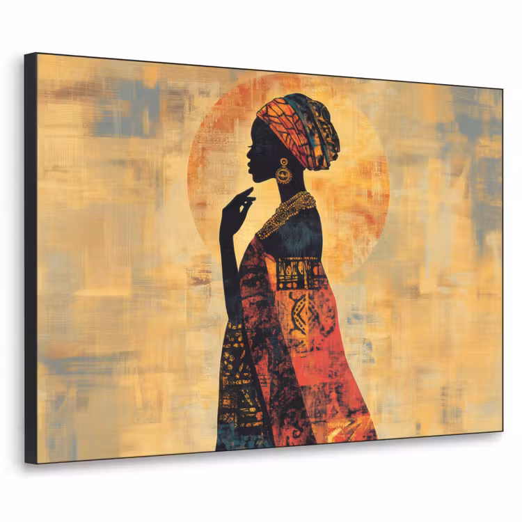 Vrouw - Silhouet - Patronen - Sierlijk Textielframe zwart klein -3d
