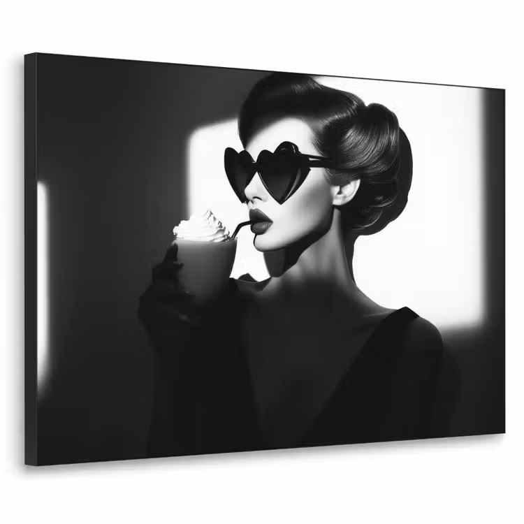 Vrouw - Zwart - Hart Textielframe zwart klein -3d