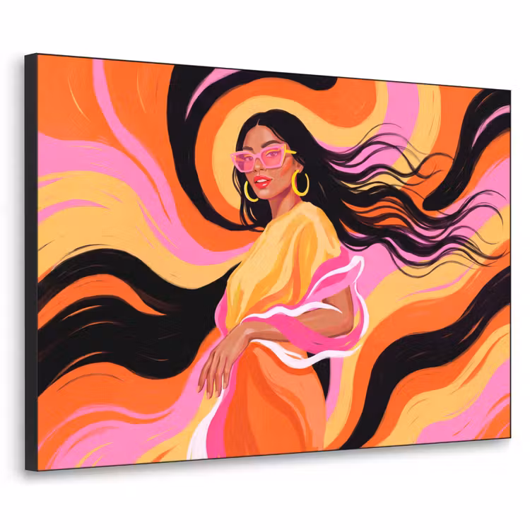 Vrouw - Zonnebril - Abstract - Kleurrijk Textielframe zwart klein -3d
