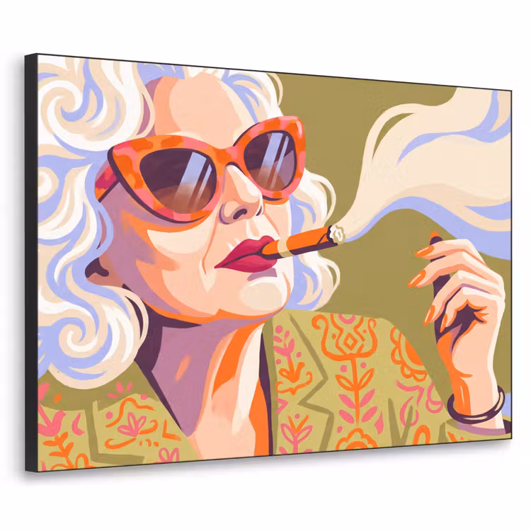 Vrouw - Zonnebril - Portret - Modern - Kleurrijk Textielframe zwart klein -3d
