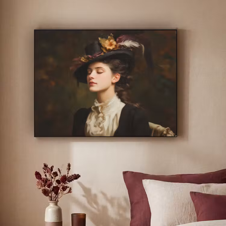 Vrouw - Victoriaans - Portret Textielframe - compleet frame klein -sfeer1