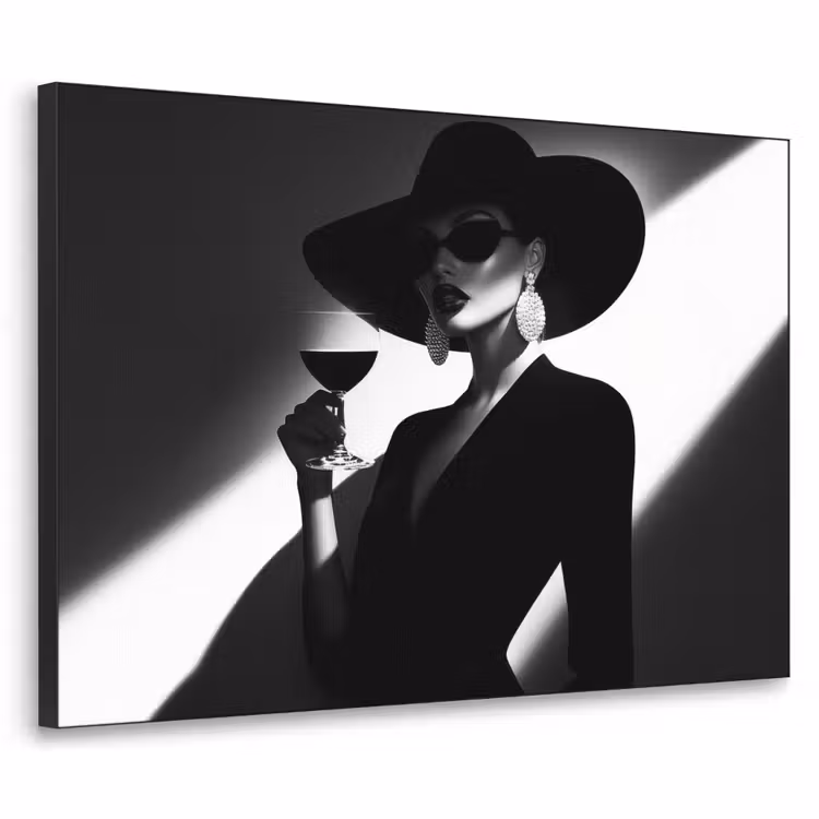 Vrouw - Wijn - Chic Textielframe - compleet frame klein -3d