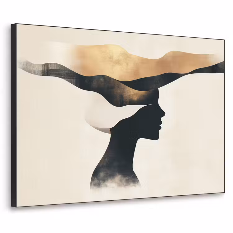 Vrouw - Golven - Zwart Textielframe - compleet frame klein -3d