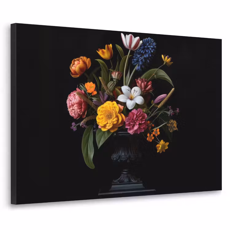 Lente - Bloemen - Klassiek - Vaas Textielframe zwart klein -3d