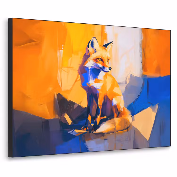 Vos - Oranje - Vormen - Abstract Textielframe - compleet frame klein -3d