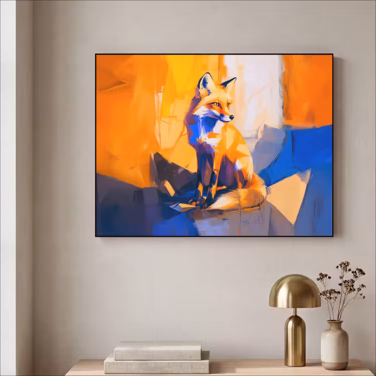 Vos - Oranje - Vormen - Abstract Textielframe - compleet frame klein -sfeer2