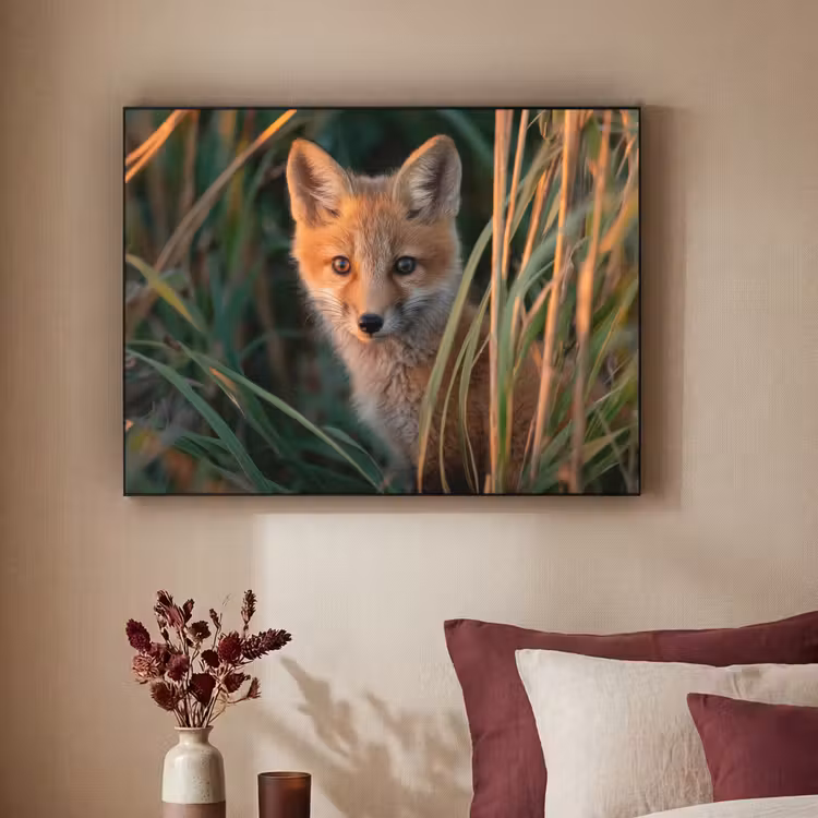 Vos - Oranje - Gras Textielframe - compleet frame klein -sfeer1