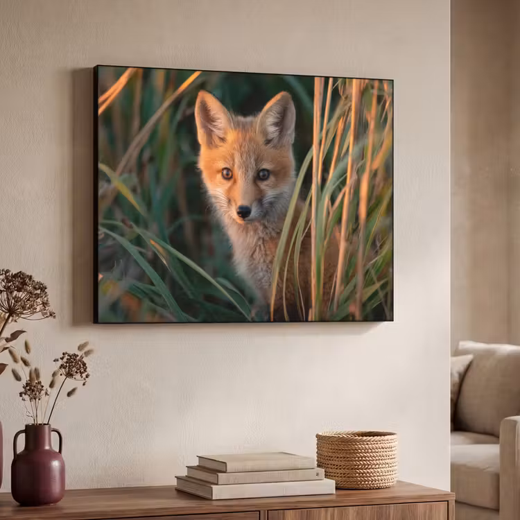 Vos - Oranje - Gras Textielframe - compleet frame klein -sfeer3