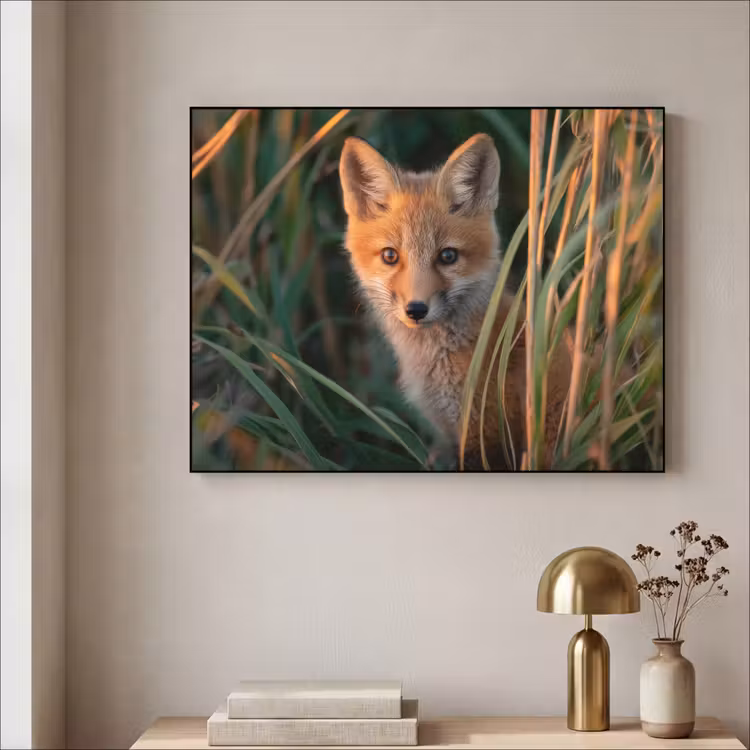 Vos - Oranje - Gras Textielframe - compleet frame klein -sfeer2