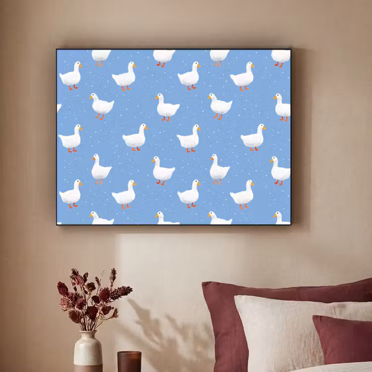 Ganzen - Elegant - Blauw Textielframe zwart klein 947 -sfeer1