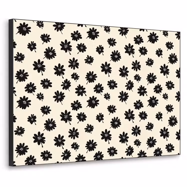 Madeliefjes - Grafisch - Zwart - Beige Textielframe zwart klein 947 -3d