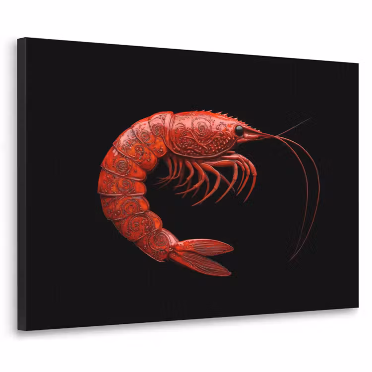 Garnaal - Rood - Dieren Textielframe - compleet frame klein -3d