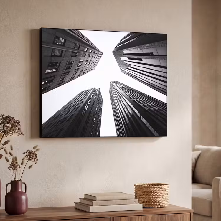 Gebouwen - Lucht - Zwart Textielframe - compleet frame klein -sfeer3