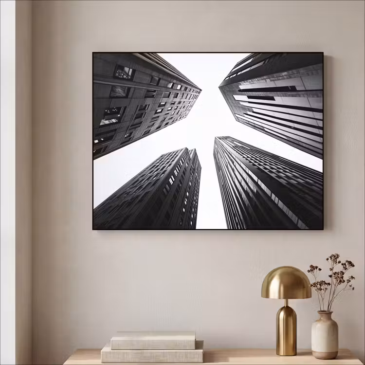Gebouwen - Lucht - Zwart Textielframe zwart klein -sfeer2