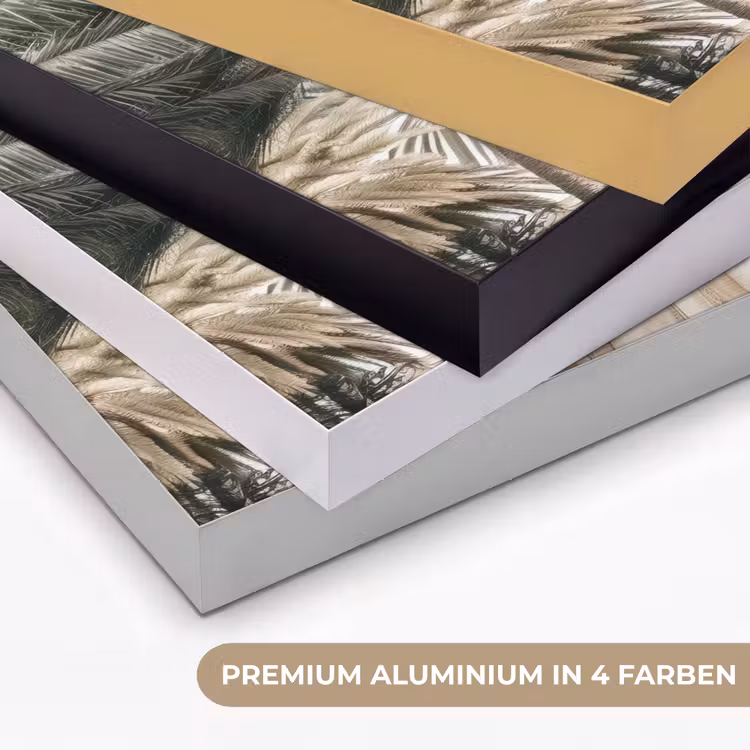Gebouw - Palmbomen - Beige - Zon Textielframe zwart klein -USP_kleurenDE