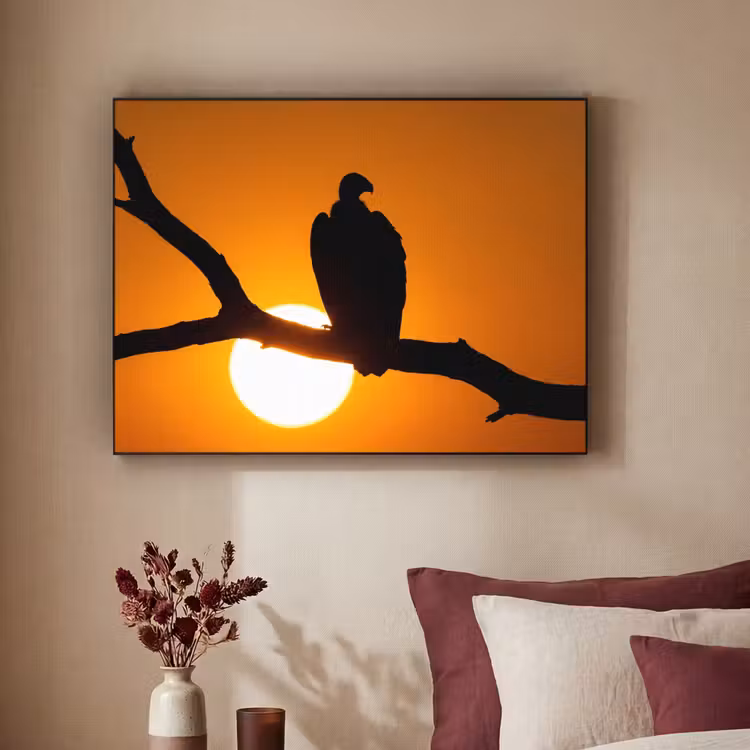 Gier - Tak - Zon - Oranje Textielframe zwart klein -sfeer1