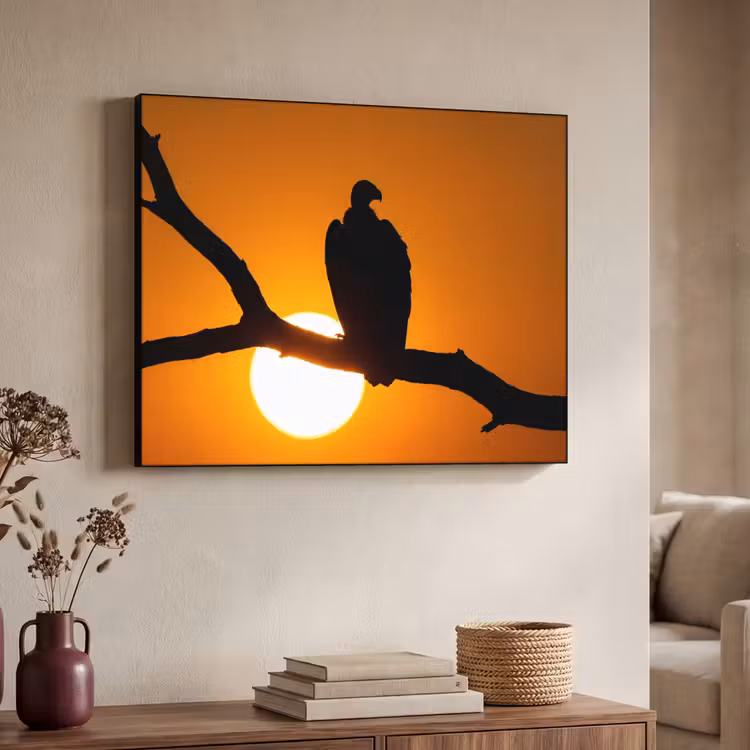 Gier - Tak - Zon - Oranje Textielframe zwart klein -sfeer3