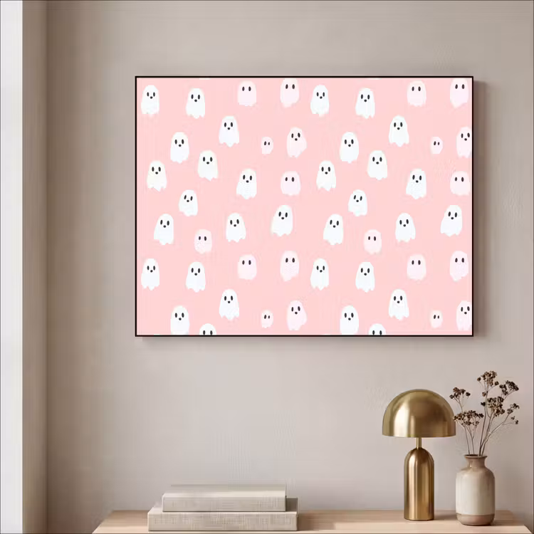 Spookjes - Patroon - Roze Textielframe zwart klein 947 -sfeer2