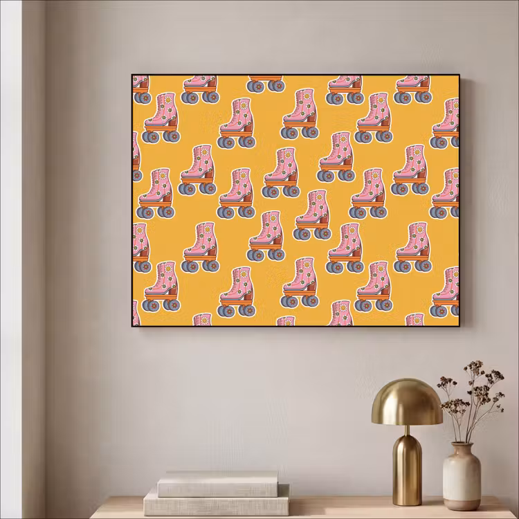 Geel - Rolschaatsen - Patroon Textielframe - compleet frame klein 947 -sfeer2