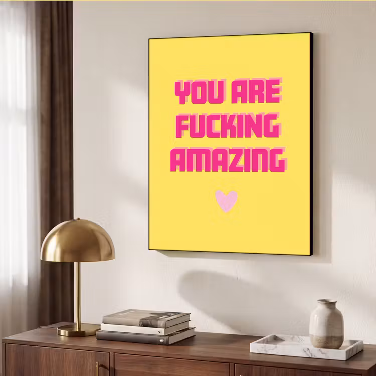 Geel - Valentijn - Tekst Textielframe zwart klein -sfeer3
