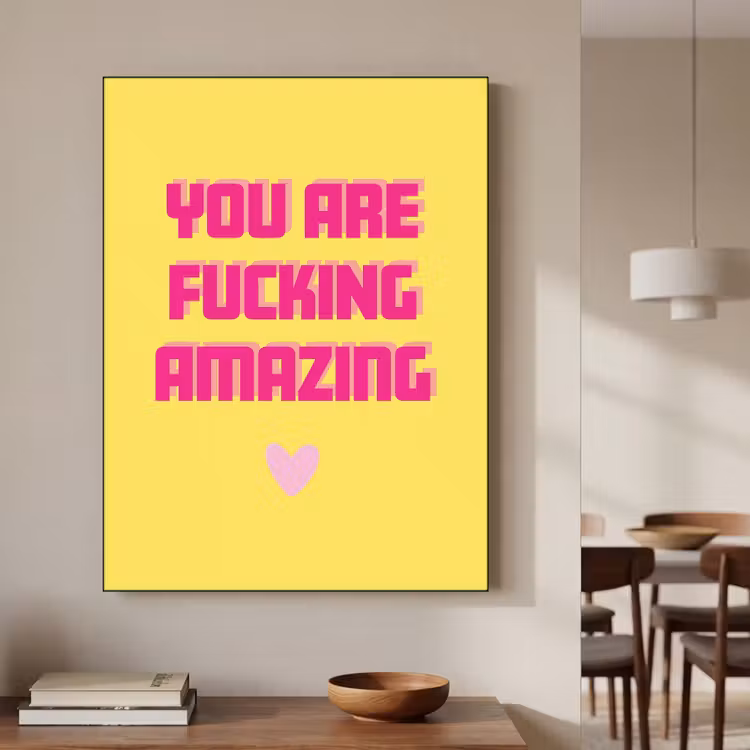 Geel - Valentijn - Tekst Textielframe zwart klein -sfeer2