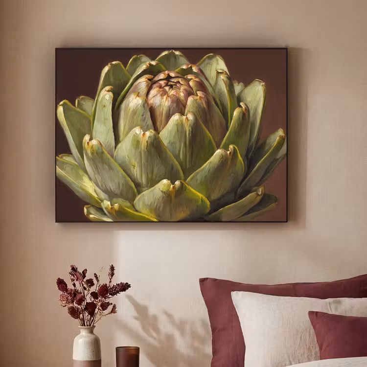 Art Frame - Gemüse – Artischocke – Grün - Groente - Artisjok - Groen Textielframe zwart klein