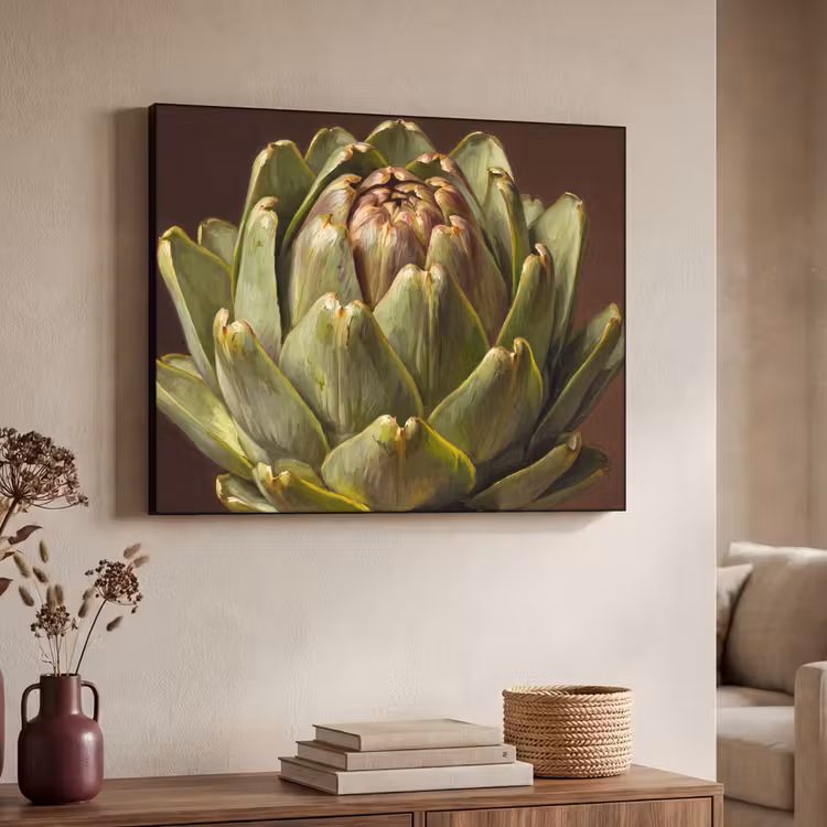 Art Frame - Gemüse – Artischocke – Grün - Groente - Artisjok - Groen Textielframe zwart klein