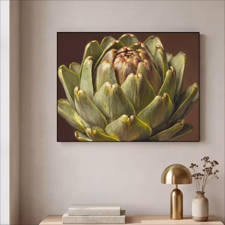 Art Frame - Gemüse – Artischocke – Grün - Groente - Artisjok - Groen Textielframe zwart klein