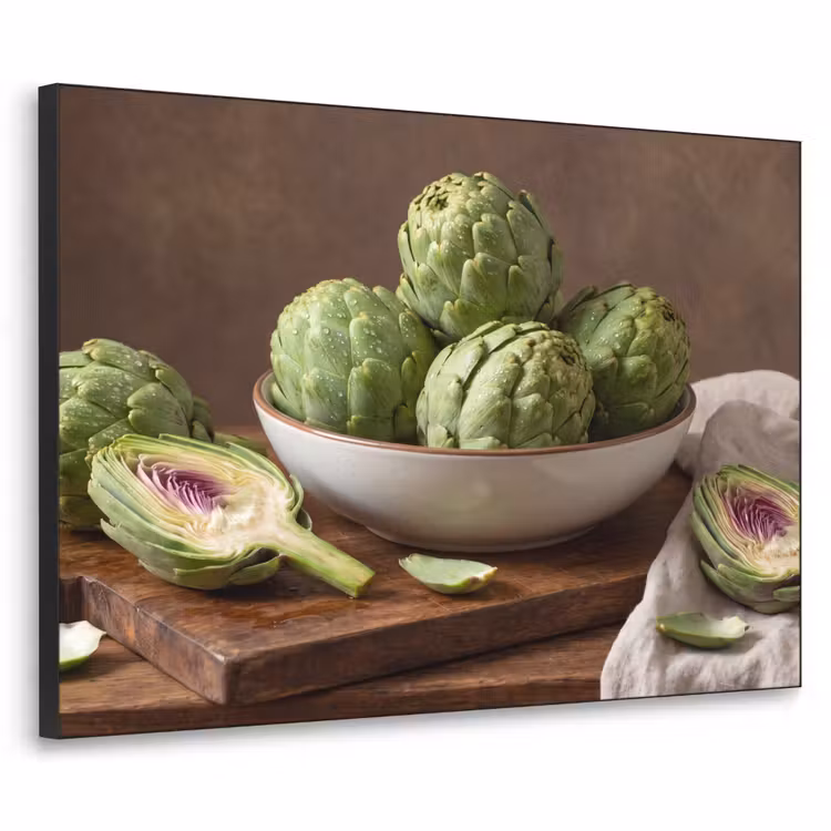 Art Frame - Gemüse – Artischocke – Küche - Groenten - Artisjok - Keuken Textielframe zwart klein