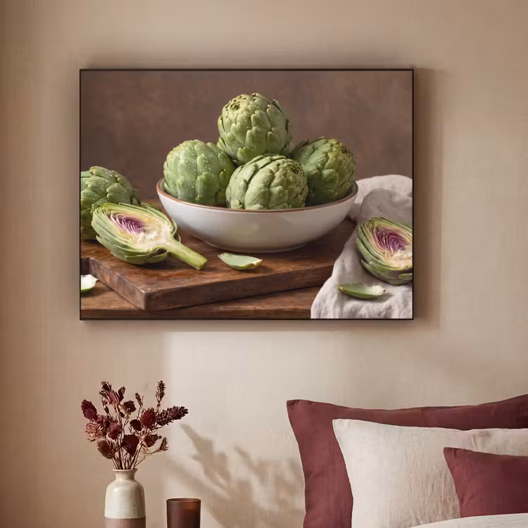 Art Frame - Gemüse – Artischocke – Küche - Groenten - Artisjok - Keuken Textielframe zwart klein