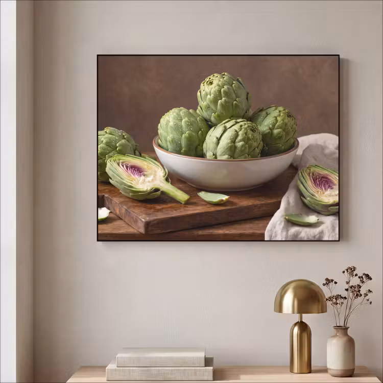 Art Frame - Gemüse – Artischocke – Küche - Groenten - Artisjok - Keuken Textielframe zwart klein