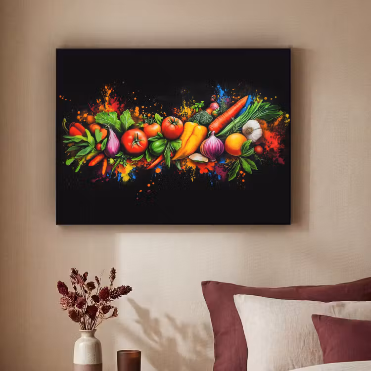 Groente - Eten - Kruiden - Graffiti - Koken Textielframe - compleet frame klein -sfeer1