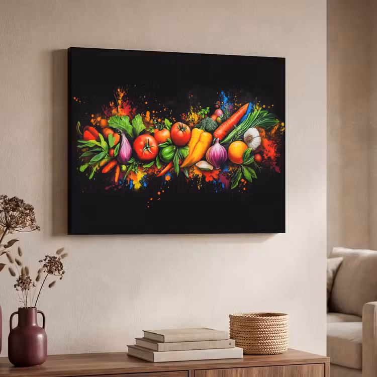 Groente - Eten - Kruiden - Graffiti - Koken Textielframe - compleet frame klein -sfeer3