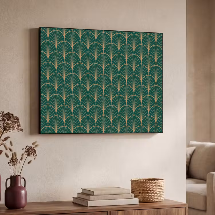 Patroon - Groen - Goud - Symmetrisch Textielframe - compleet frame klein 947 -sfeer3