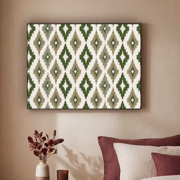 Geografisch - Ruitmotief - Groen Textielframe zwart klein 947 -sfeer1