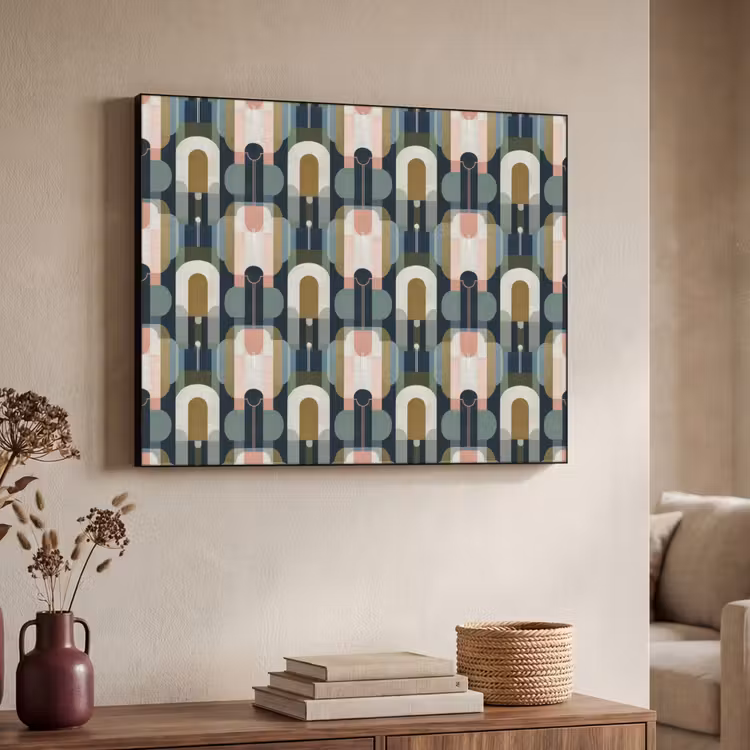 Geografisch - Modern - Kleurrijk Textielframe zwart klein 947 -sfeer3
