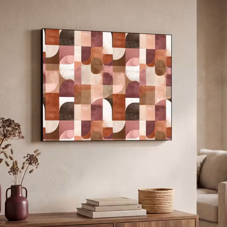 Geometrie - Modern - Retro Textielframe zwart klein 947 -sfeer3