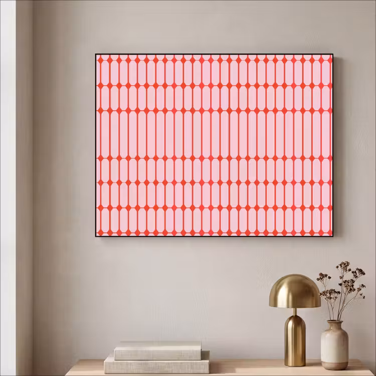 Geometrisch - Minimalistisch - Rood - Roze Textielframe zwart klein 947 -sfeer2